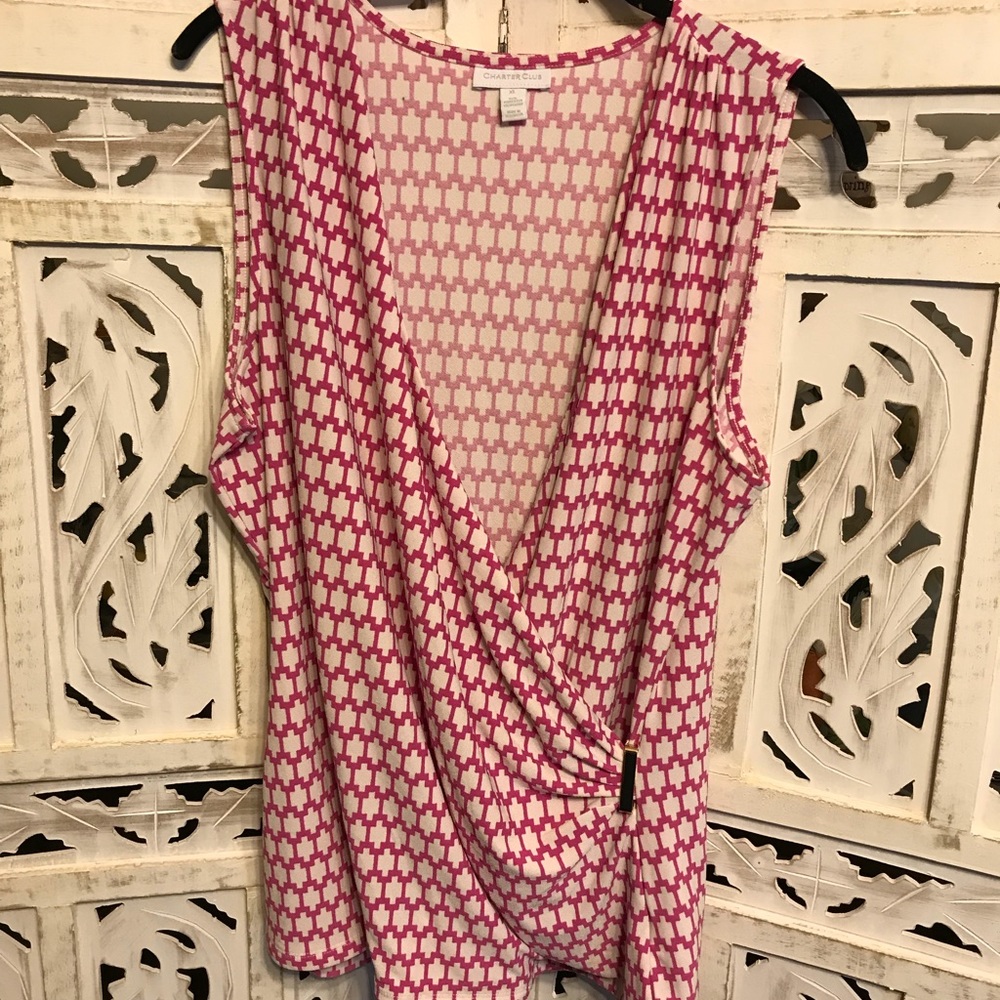 Blouse pink/white size XL Brand Charter Club
